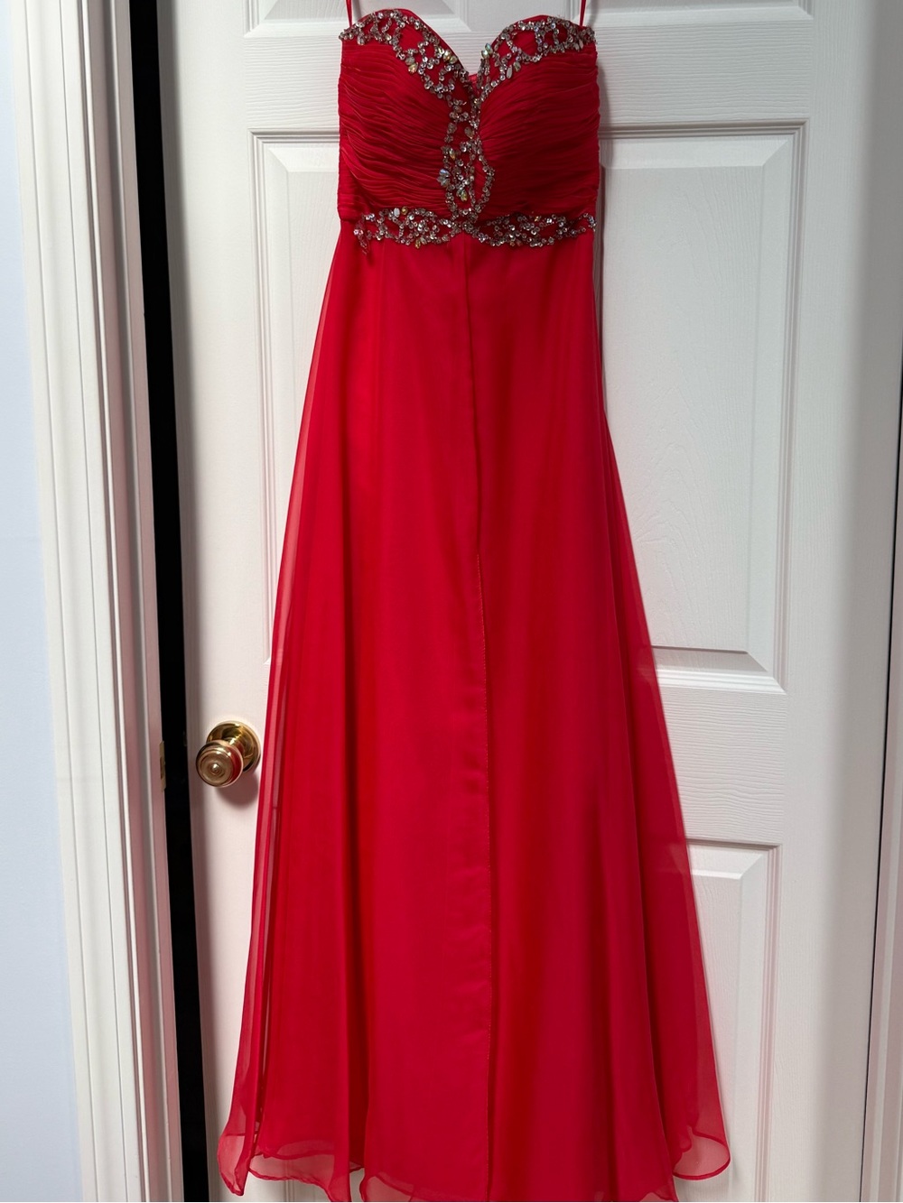 Mac Duggal Red Beaded A-Line Prom Dress